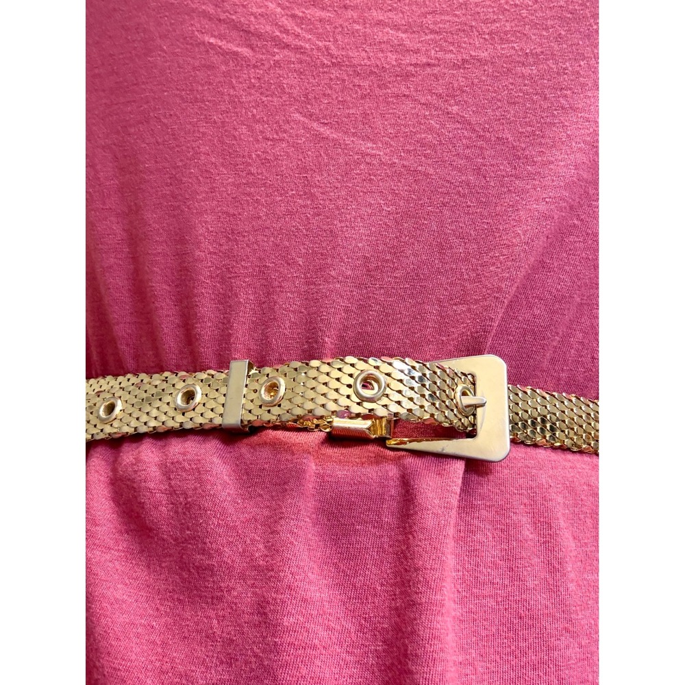 Vintage 70's/80's Gold Tone Disco Mesh Belt Metal Adjustable Buckle 36.5in